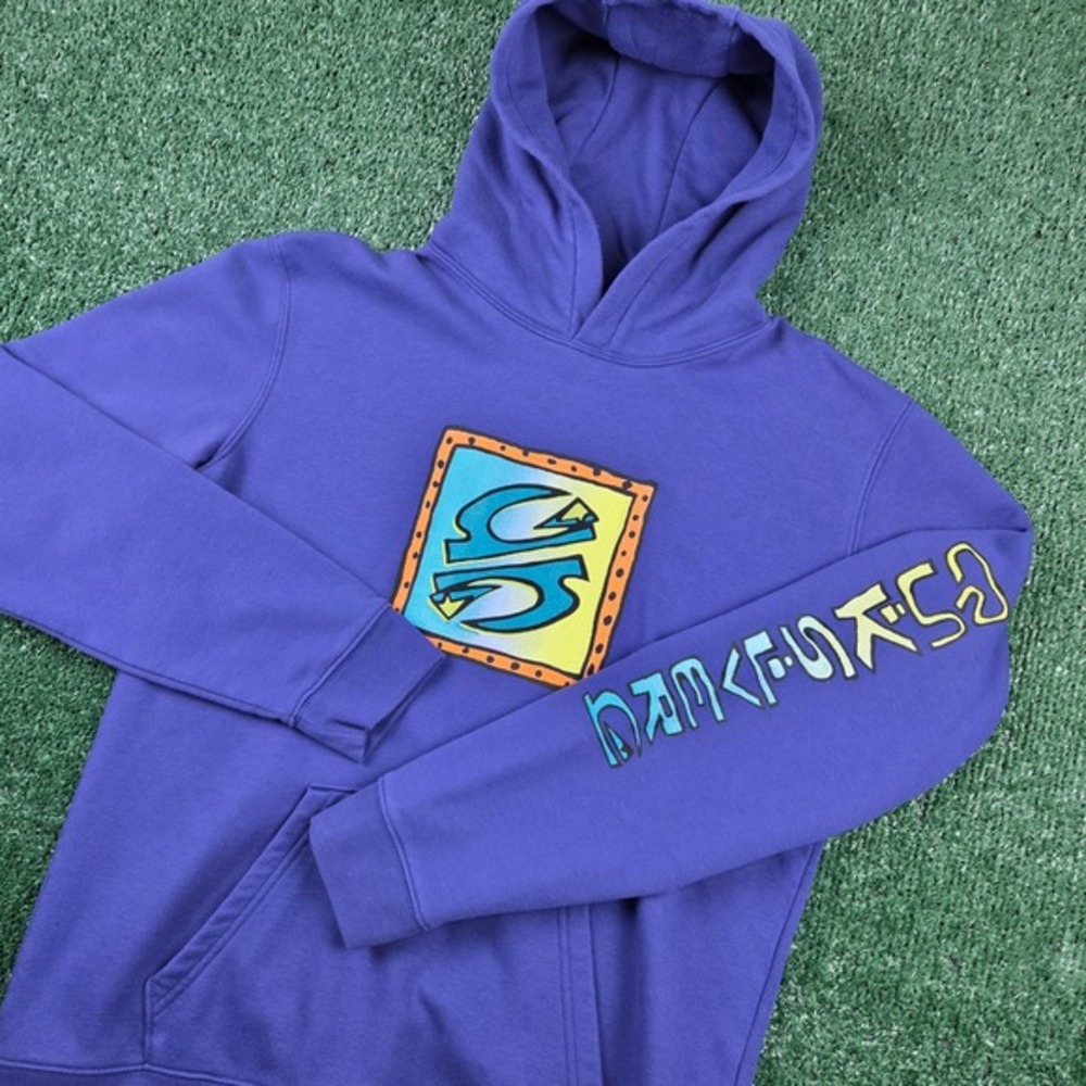 Quiksilver Boys XL Purple Graphic‎ Logo Pullover Hoodie Sweatshirt Kids Size 16